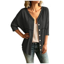 Cardigan Marelia em Linho de Algodão com Detalhes Vazados e Decote Em V