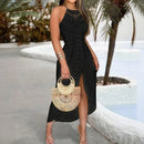 Vestido Solare™ em Tecido Bordado Vazado com Fenda
